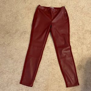 Burgundy/ Maroon faux leather knit Legging